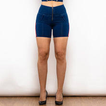 Load image into Gallery viewer, 40869HDBLJSS Shascullfites Melody Shorts High Waist Dark Thread Dark Blue Jeans with Stripe