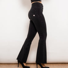 Load image into Gallery viewer, 30123BFLJB Shascullfites Melody Black Flared Lift Jeggings Button Up