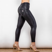 Load image into Gallery viewer, 13013MWMBL  Shascullfites Middle Waist Matt Black Leather Leggings