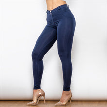 Load image into Gallery viewer, 47047A Shascullfites Middle Waist Dark Blue Knitted  Waterproof Leggings