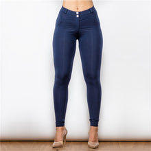 Load image into Gallery viewer, 47047A Shascullfites Middle Waist Dark Blue Knitted  Waterproof Leggings