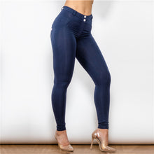 Load image into Gallery viewer, 47047A Shascullfites Middle Waist Dark Blue Knitted  Waterproof Leggings