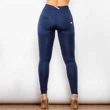 Load image into Gallery viewer, 47047A Shascullfites Middle Waist Dark Blue Knitted  Waterproof Leggings
