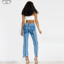 Load image into Gallery viewer, 90090LMZJ Shascullfites Light Blue Multiple Zippers Jeans