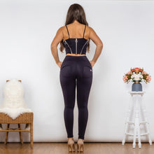 Load image into Gallery viewer, T2123 Shascullfites Melody Body Shaper Set Black Cotton Set Zipper Tanks Crop Top High Waist Black Butt Lift Leggings Pant Sets