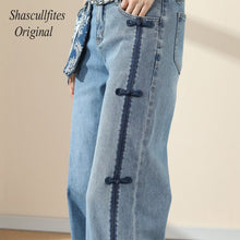 Load image into Gallery viewer, OR03 Shascullfites Original Woman New High Street Buttons Split Wide Leg Straight Jeans Women Fashion Casual Pants Women's Jeans