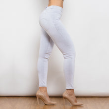 Load image into Gallery viewer, 1013WJMJ Shascullfites White Jeans Middle Waist Jeggings