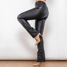 Load image into Gallery viewer, 601BCWWFP Shascullfites Melody Black Coated Flared Pants Super Stretchy Trousers Waxed Pants Top Quality Wet Look Pants Women's Pants