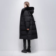 Load image into Gallery viewer, 21HW0124 Shascullfites Melody Fur Collar Hooded Belted Coat 90% White Duck Down Long Down Jacket Woman Trend 2024 Women Winter Coat
