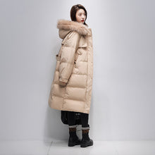 Load image into Gallery viewer, 21HW0124 Shascullfites Melody Fur Collar Hooded Belted Coat 90% White Duck Down Long Down Jacket Woman Trend 2024 Women Winter Coat