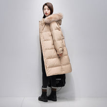 Load image into Gallery viewer, 21HW0124 Shascullfites Melody Fur Collar Hooded Belted Coat 90% White Duck Down Long Down Jacket Woman Trend 2024 Women Winter Coat