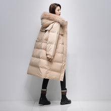 Load image into Gallery viewer, 21HW0124 Shascullfites Melody Fur Collar Hooded Belted Coat 90% White Duck Down Long Down Jacket Woman Trend 2024 Women Winter Coat