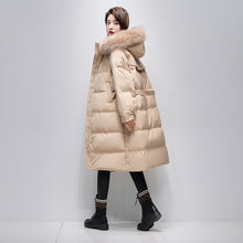 Load image into Gallery viewer, 21HW0124 Shascullfites Melody Fur Collar Hooded Belted Coat 90% White Duck Down Long Down Jacket Woman Trend 2024 Women Winter Coat