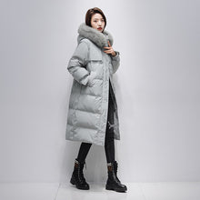Load image into Gallery viewer, 21HW0124 Shascullfites Melody Fur Collar Hooded Belted Coat 90% White Duck Down Long Down Jacket Woman Trend 2024 Women Winter Coat