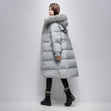 Load image into Gallery viewer, 21HW0124 Shascullfites Melody Fur Collar Hooded Belted Coat 90% White Duck Down Long Down Jacket Woman Trend 2024 Women Winter Coat