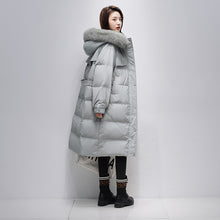 Load image into Gallery viewer, 21HW0124 Shascullfites Melody Fur Collar Hooded Belted Coat 90% White Duck Down Long Down Jacket Woman Trend 2024 Women Winter Coat