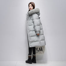Load image into Gallery viewer, 21HW0124 Shascullfites Melody Fur Collar Hooded Belted Coat 90% White Duck Down Long Down Jacket Woman Trend 2024 Women Winter Coat