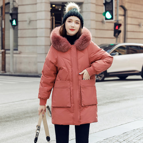 21HW0131 Shascullfites Melody Long Down Jackets for Women Winter Fur Collar Hooded High Quality Coat Black Loose Down Coats