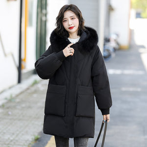 21HW0131 Shascullfites Melody Long Down Jackets for Women Winter Fur Collar Hooded High Quality Coat Black Loose Down Coats
