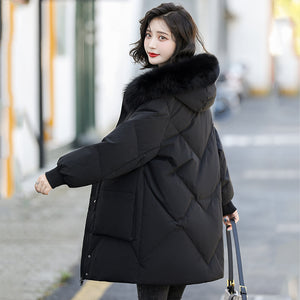 21HW0131 Shascullfites Melody Long Down Jackets for Women Winter Fur Collar Hooded High Quality Coat Black Loose Down Coats
