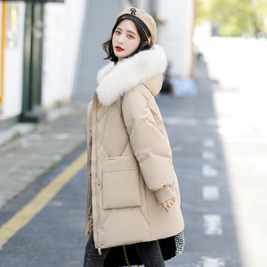 21HW0131 Shascullfites Melody Long Down Jackets for Women Winter Fur Collar Hooded High Quality Coat Black Loose Down Coats