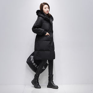 21HW0136 Shascullfites Melody Women's Down Jacket Sale Winter Women Coats Hoodies Fur Collar Warm Long Womens Down Coat Korean