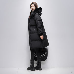 21HW0136 Shascullfites Melody Women's Down Jacket Sale Winter Women Coats Hoodies Fur Collar Warm Long Womens Down Coat Korean