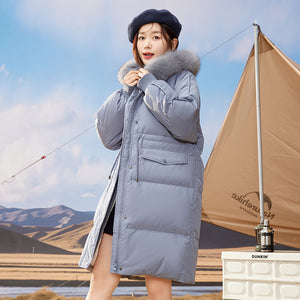 21HW0136 Shascullfites Melody Women's Down Jacket Sale Winter Women Coats Hoodies Fur Collar Warm Long Womens Down Coat Korean