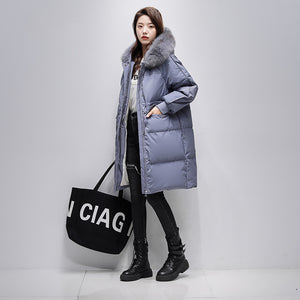 21HW0136 Shascullfites Melody Women's Down Jacket Sale Winter Women Coats Hoodies Fur Collar Warm Long Womens Down Coat Korean