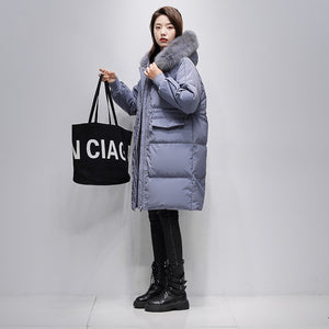 21HW0136 Shascullfites Melody Women's Down Jacket Sale Winter Women Coats Hoodies Fur Collar Warm Long Womens Down Coat Korean