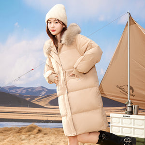 21HW0136 Shascullfites Melody Women's Down Jacket Sale Winter Women Coats Hoodies Fur Collar Warm Long Womens Down Coat Korean