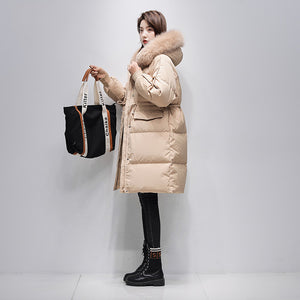 21HW0136 Shascullfites Melody Women's Down Jacket Sale Winter Women Coats Hoodies Fur Collar Warm Long Womens Down Coat Korean