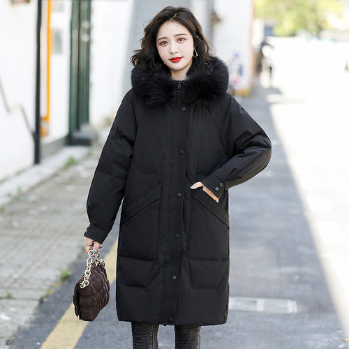 21HW0138 Shascullfites Melody Fur Collar Winter Woman Coats Long Down Coat Women Thick White Duck Down Jacket for Women
