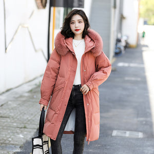21HW0138 Shascullfites Melody Fur Collar Winter Woman Coats Long Down Coat Women Thick White Duck Down Jacket for Women