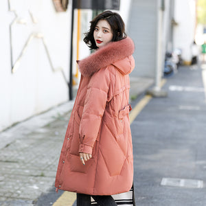 21HW0138 Shascullfites Melody Fur Collar Winter Woman Coats Long Down Coat Women Thick White Duck Down Jacket for Women