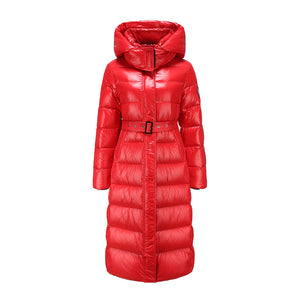 21HW0141 Shascullfites Melody Down Jacket Women 2024 New X-long Hooded Fashion Slim Fit Waistband Very Warm Woman Winter Coats