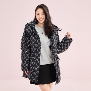 22HW8E336 Shascullfites Melody Hooded Tiger Print Windproof Warm Women's Winter Down Jacket New in Outerwear Long Down Coat