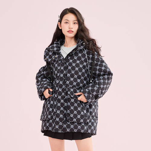 22HW8E336 Shascullfites Melody Hooded Tiger Print Windproof Warm Women's Winter Down Jacket New in Outerwear Long Down Coat