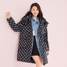 Load image into Gallery viewer, 22HW8E419 Shascullfites Melody Tiger Printed Hoodies Women&#39;s Winter Down Jackets 2024 New Items Black Long Down Coats Female Outer