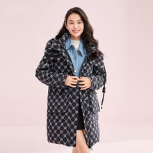 Load image into Gallery viewer, 22HW8E419 Shascullfites Melody Tiger Printed Hoodies Women&#39;s Winter Down Jackets 2024 New Items Black Long Down Coats Female Outer