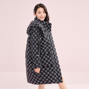 22HW8E419 Shascullfites Melody Tiger Printed Hoodies Women's Winter Down Jackets 2024 New Items Black Long Down Coats Female Outer