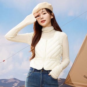 23H1001 Shascullfites Women's Sleeveless Down Vest Winter Inner Wear Warm Down Vest Women's Winter Jacket U Neck Sleeveless
