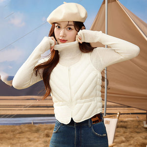 23H1001 Shascullfites Women's Sleeveless Down Vest Winter Inner Wear Warm Down Vest Women's Winter Jacket U Neck Sleeveless