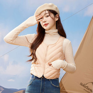 23H1001 Shascullfites Women's Sleeveless Down Vest Winter Inner Wear Warm Down Vest Women's Winter Jacket U Neck Sleeveless