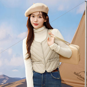 23H1001 Shascullfites Women's Sleeveless Down Vest Winter Inner Wear Warm Down Vest Women's Winter Jacket U Neck Sleeveless