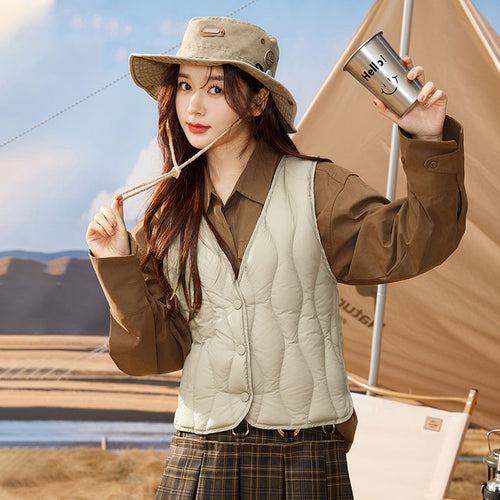 23H1002 Shascullfites Melody Women Vests Autumn Winter Duck Down Vest Female Slim Sleeveless Jacket Women Winter Coats
