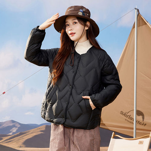 23H1003 Shascullfites Melody Women's Jacket Collarless Down Jackets Winter Women's Coats White Duck Down Short Jacket Women Thick