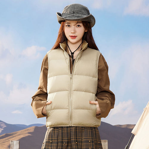 23H1004 Shascullfites Melody Women's Sleeveless Winter Down Vest Short Down Jacket Solid Korea Ladies Fashion Casual Autumn Coat