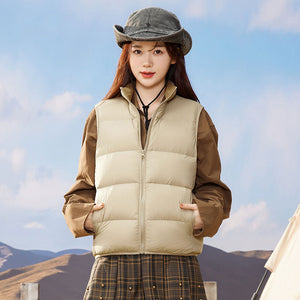 23H1004 Shascullfites Melody Women's Sleeveless Winter Down Vest Short Down Jacket Solid Korea Ladies Fashion Casual Autumn Coat