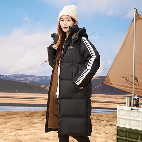 23H1006 Shascullfites Melody Winter White Duck Down Warm Coat Hooded Long Down Coat New in Coats Outerwears Korean Women's Down Jacket